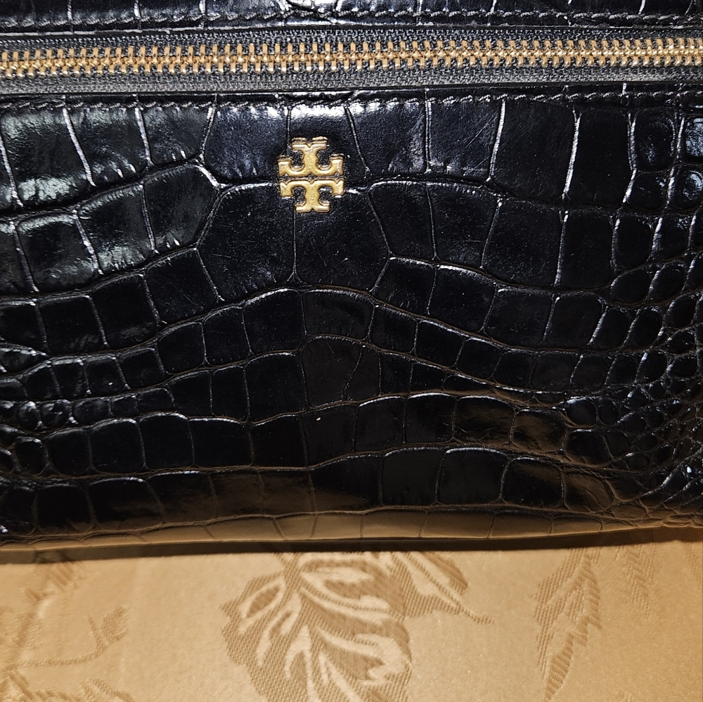 Tory Burch Black Croc-Embossed Backpack - Picture 7 of 9